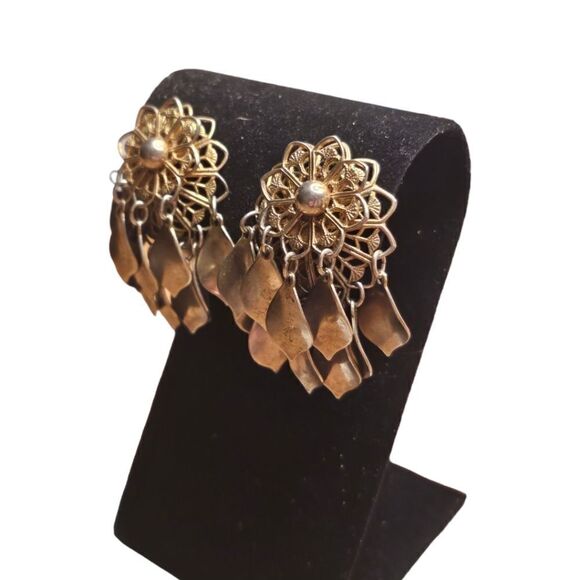 Vintage Boho Leaf Tassel Dreamcatcher Earrings - Picture 3 of 9